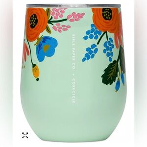 Corksicle Rifle Paper green garden party lively floral 12oz insulated tumbler
